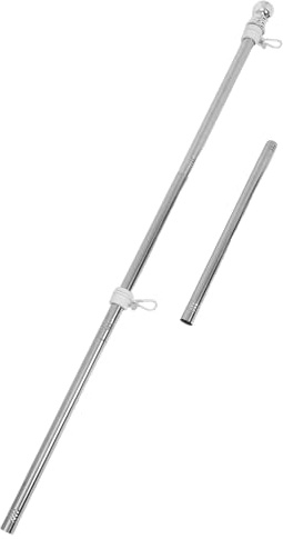 HOMSFOU Asta Portabandiera Antiruggine in Acciaio Inox da 1,5 M, Supporto per Bandiera da Giardino e Parete, Pennone Metallico Resistente per Uso Esterno in Cortili e Stile Casuale