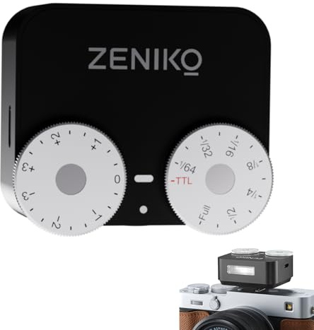 Zeniko ZT12 C Retro-Mini Blitzgerät für EOS Kameras,Kompakter Aufsteckblitz im Vintage-Stil, TTL-Autoblitz & 13-stufige Manuelle Leistung, USB-C Ladeanschluss Schwarz