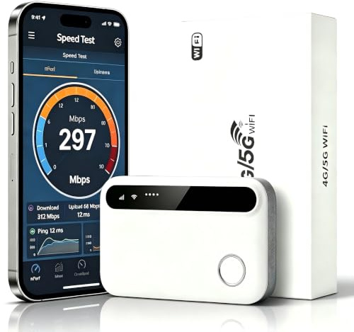 5G Wi-Fi 6 portable router, SIM-free MiFi device, 300Mbps ultra-fast internet, 3000 mAh battery, connects up to 28 devices – the perfect pocket Wi-Fi for travel, remote working and digital nomads-1