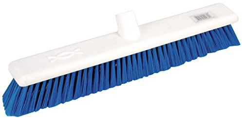 Jantex Soft Bristle Hygiene Broom Head Brush Only, Blue, 18in | Sweeping and cleaning brush head built for commercial kitchens; ideal for color-coded professional hygiene systems.