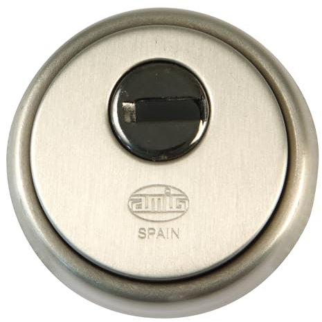Amig - Scudo di sicurezza per serrature con piastra antitrappo mod. 30 | Ø 65 mm | Anello esterno massiccio | Con viti e staffa | Ottone cromato opaco