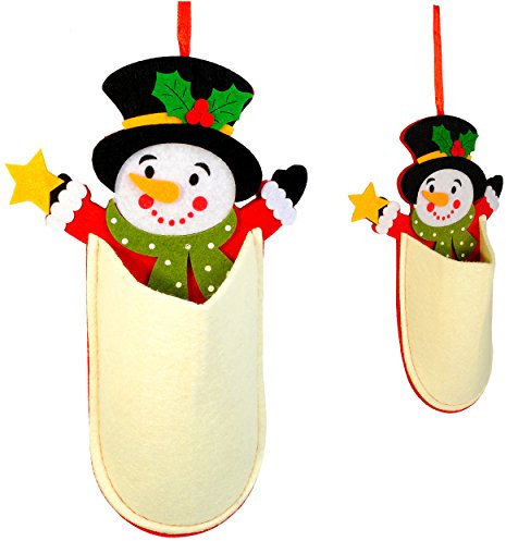 alles-meine.de GmbH 10 Stück XL - Pantoffel/Weihnachtssocken & Filzstrümpfe - 3-D Effekt - Schneemann - Filz Nikolausstiefel/Filzschuh - Nikolausstrumpf/Weihnachtssti..