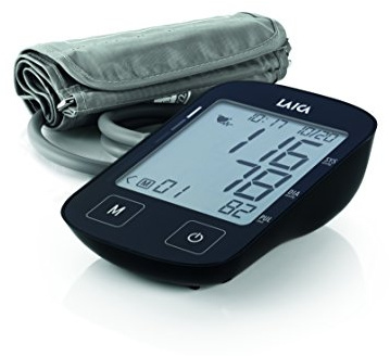 LAICA Misuratore di Pressione Automatico da Braccio – Display LCD Extra-Large, 120 Memorie (30x4 Utenti), Rilevazione Sistolica, Diastolica e Aritmie, Custodia Inclusa – Nero