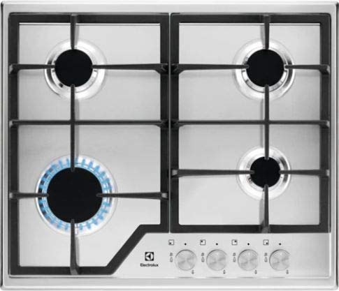 Electrolux EGS6426SX hob Built-in Gas Hob Stainless Steel - Plate (Built-in, Gas Hob, Stainless Steel, Stainless Steel, Cast Iron, 1000 W)