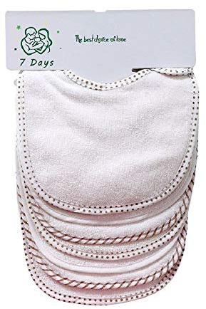 Set di 7 bavaglini morbidi a doppio strato, 100% cotone, assorbenti (white)