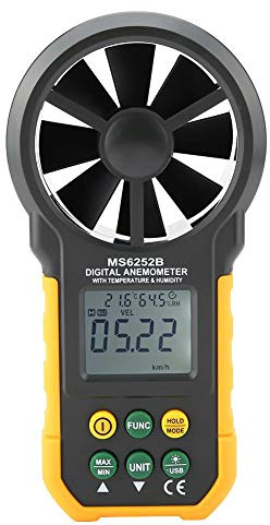 Digital Anemometer, PM6252B Handheld Windgeschwindigkeits LCD Hintergrundbeleuchtung Luftvolumen Messgerät Windgeschwindigkeits Messgerät Feuchtigkeitstemperatur Messgerät