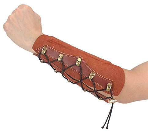 ACEXIER 1PC Brown Archery Leather Laces Wristband Protector Hunting Bow Tool To Protect Arm Guard Brown Bow and Arrow Accessories