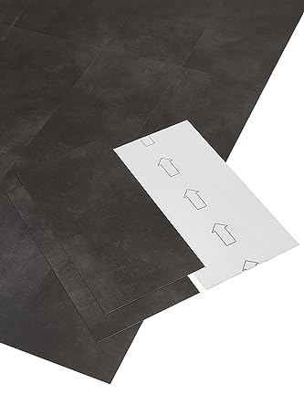 misento Vinylboden selbstklebend - wasserabweisender PVC Bodenbelag 1,5 mm, 4,46 m², leicht zu verlegendes Klebevinyl, 24 selbstklebende Fliesen in Anthrazit