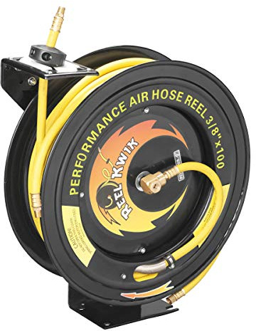 Heavy Duty Retractable 100-Foot Air Compressor Hose and Reel by Pentagon Tools