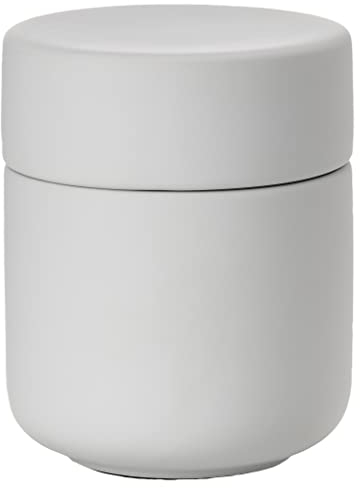Zone Denmark Ume Keramikdose mit Deckel fürs Bad, Deko Badezimmer, Badezimmer Organizer, Hübsche Dose für Aufbewahrung, aus Keramik, Durchm. 8,3 cm, Höhe 10,3 cm, Soft Grey (Grau)