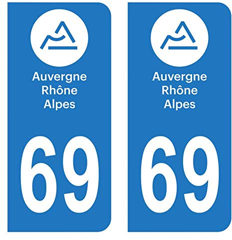 HADEXIA Autocollant Stickers Plaque immatriculation Voiture Auto département 69 Rhône Logo Région Auvergne-Rhône-Alpes