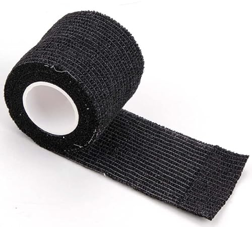 Tatmax 2-inch x 5-Yards Black Sensi Wraps Grip Cover Self Adhesive Coherent Wrap Bandage Rolls Sports Adherent Tape (6 Rolls)