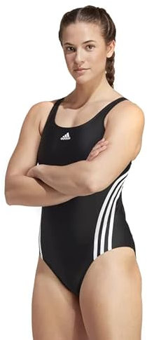Adidas Traje de ba o EST ndar de 3 Rayas para Mujer, Negro/Blanco/Negro, 50