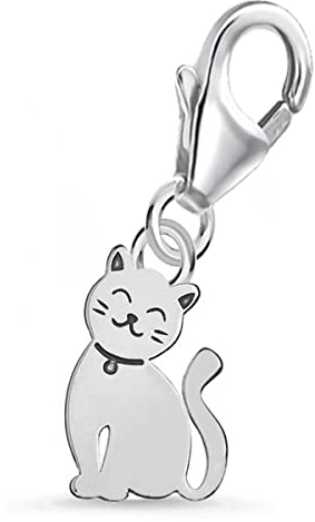 Goldene Hufeisen mini klein Katze Karabiner Charm Anhänger für Bettelarmband aus 925 Sterling-Silber