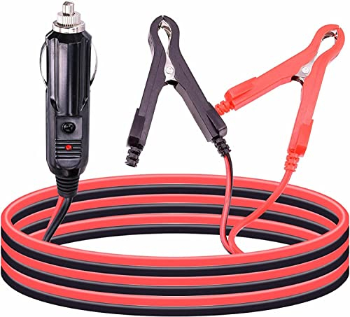 Leehitech 3m 12V 24V zigarettenanzünder verlängerungskabel zu KFZ Batterieklemme krokodilklemmen, zigarettenanzünder stecker zu Batterie Clips Adapter, 16AWG Kabel mit Sicherung für Auto LKW