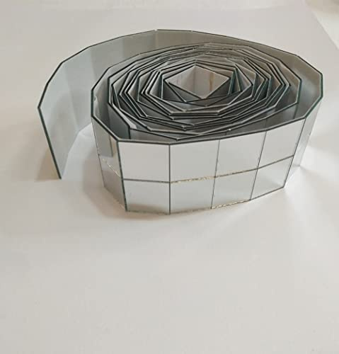 250 Stück 2 cm Glasspiegel-Rollfliesen zum Basteln, 3/4 Zoll Mini-quadratische Glasspiegel-Fliesen, selbstklebende Spiegelstreifen für die Wand (silberner Spiegel, 2,5 m)