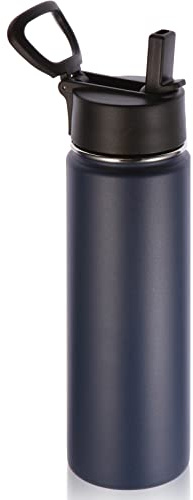 Volhoply 660ml Bouteilles D'eau en Acier Inoxydable avec Paille, Bouteille Isotherme Café Double Paroi avec Couvercle Sans BPA, Bottle Réutilisable en Métal Étanche pour Sport, enfant, Cadeaux