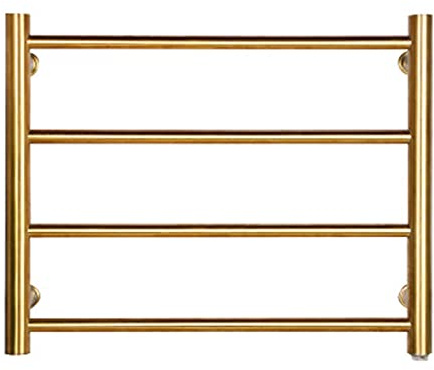 LUNEZY Towel Warmer Electric Bathroom Radiator, Wall Mounted Electric Heated Towel Rack, 304 Stainless Steel Energy Efficient 48W Heated Towel Rail,Gold,Plug in (Gold Hardwired)