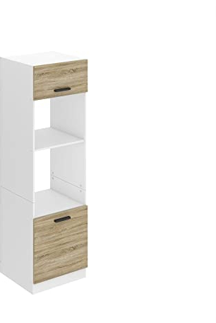 BELINI | Mikrowelle Schrank | Küchenschränke | Hochschrank Küche | Mikrowellenschrank 60 x 204 cm | Küchenbuffet mit 2 Türen und 2 Regalen | Kommode | Küchenregal | Sonoma-Eiche