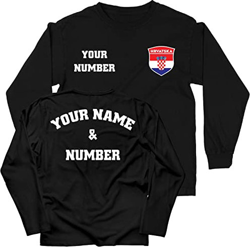 lepni.me Enfants T Shirt Croatie Football Maillot Votre Nom et Numéro | Insigne de Drapeau Personnalisé Croate | Coupe du Monde 2022 (5-6 Ans Noir Multicolore)