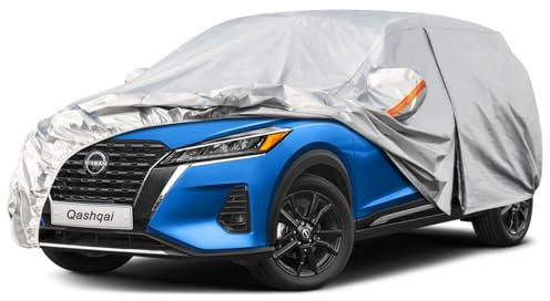 Kayme Autoplane Wasserdicht Atmungsaktiv für Nissan Qashqai (2007-2025), 6 Schichten Vollgarage Autoabdeckung für Regen Sonne Staub Schutz Verkratzt, Autoabdeckung mit Reflektierenden Streifen.