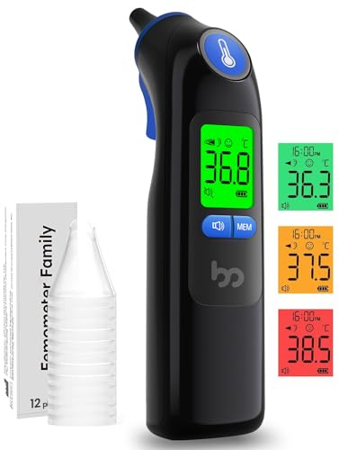 In Ear Thermometer for Newborn, Baby, Kids, Children & Adult | Fast and Accurate Readings, Clear LCD Display, Mute Mode, Memory Recall, Fever Alarm, Infrared Digital Ear Thermometer