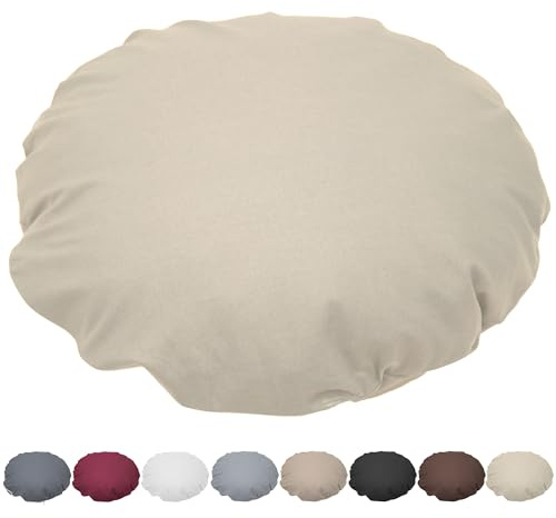Nurtextil24 Kissen Rund 100cm Ø Durchmesser Beige Sitzkissen Dekokissen | Rundkissen 100 % Baumwolle mit Reißverschluss - Verwendung als Bodenkissen, Stuhlkissen, Sofakissen, Kopfkissen - Waschbar