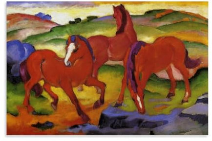 NeAFP Franz Marc Artwork – Weidende Pferde IV (Die roten Pferde), Poster, Heimdekoration, Wandkunst, zum Aufhängen, Bild, Druck, Schlafzimmer, dekorative Gemälde, Raum, ästhetisch, 20 x 30 cm
