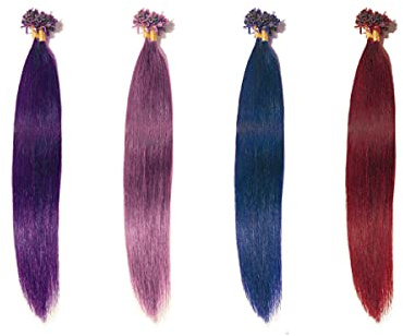 25 ciocche extension cheratina Socap 50 cm Capelli lisci naturali colore fucsia