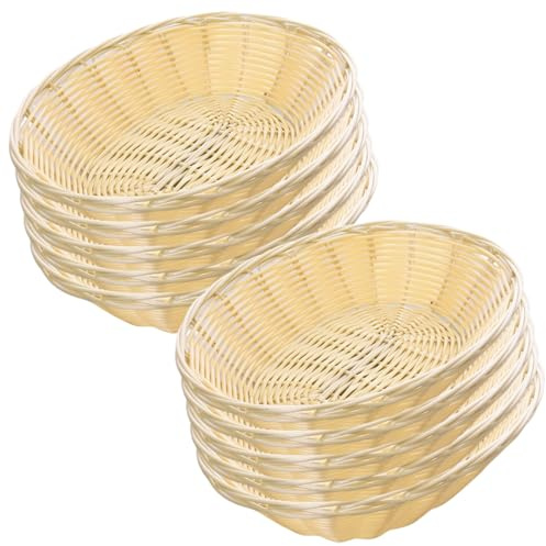 Paniers d'épreuves à pain, panier de panier, 10pcs paniers à pain ovales pour table paniers-cadeaux en plastique 7.9x2,4 '' Paniers de nourriture vides Panier de fruits pour cuisine, restaurant