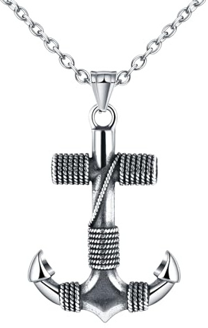 INFINIONLY Colliers Pendentifs en Acier Inoxydable pour Hommes Pendentif de Ancre Collier Vintage Décorations des Jeunes