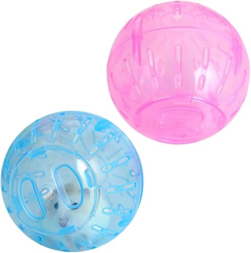 2 bolas de hámster azules y rosas, bolas transparentes para hámster, bolas de ejercicio para hámster enano, juguetes de jerbo para correr, animales pequeños, suministros de salud para animales