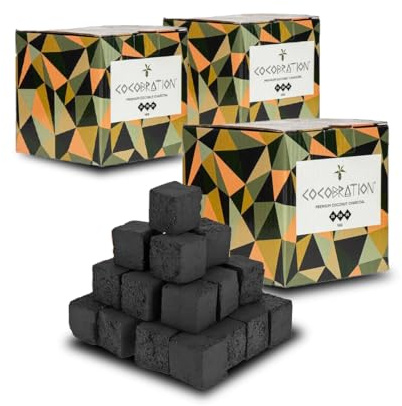 Cocobration Charbon Naturel 3 kg pour Chicha – Cubes 26 mm | Longue Durée | sans Odeur ni Goût | 100 % Écologique | Idéal Kaloud, Cheminée et Foyer Classique