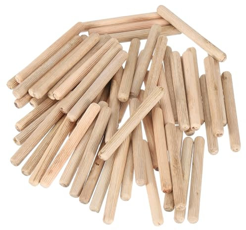 sourcing map Lot de 100 chevilles cannelées en bois de 0,95 x 10,5 cm – Tiges en bois cannelées pour le travail du bois – Goupilles cannelées en bois pour travaux manuels, projets de bricolage