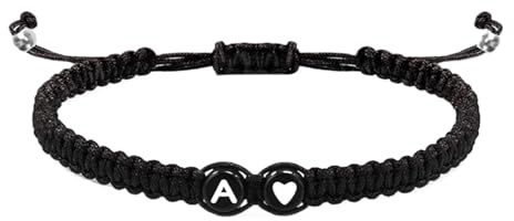 Bracelets initiaux en forme de cœur, bracelets initiaux tressés pour hommes, bracelets pour couples avec motif cœur - Bracelet initial réglable à 26 lettres pour homme, bracelet tressé à cordon fait à