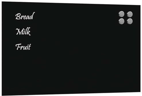 vidaXL Magnettafel Wandmontage Schwarz 100x60 cm Hartglas, Glastafel, Wand Magnettafel, magnetische Kreidetafel, magnetische Tafel, Schreibtafel