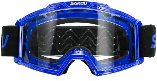 SAKOU Antivaho Gafas Motocross Niño,para Moto, Motocross, Bicicleta Todoterreno y Quad, para Niños y Niñas de 3 a 12 Años (Azul)