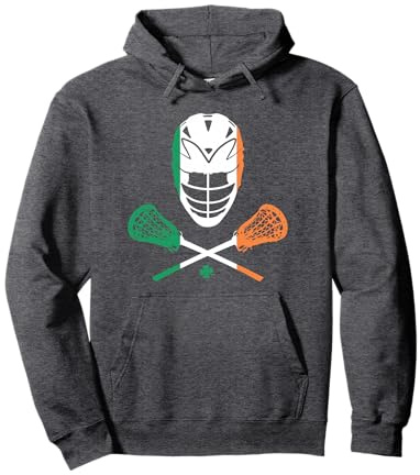 Ireland Lacrosse Irish Flag Lax Stick Helmet St Patricks Day Pullover Hoodie