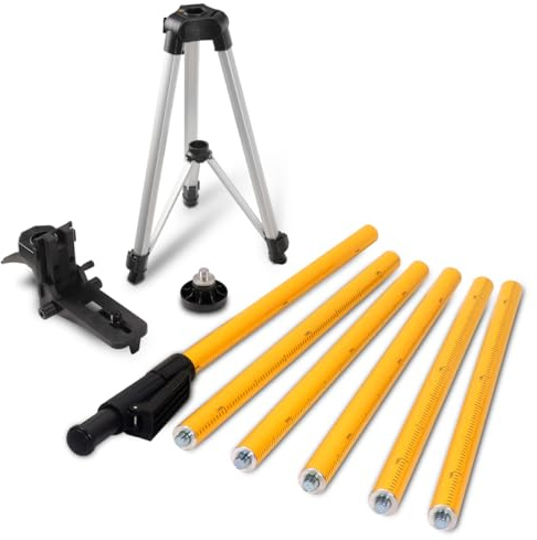 Mountlaser Laser Level Pole, 4.2M Telescoping Pole with Tripod | Laser Level Support Pole for Lasers Level of Rotary and Line Lasers, 1/4-20 Thread 5/8-11 Adapter Included