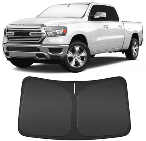 Pare-soleil pour pare-brise Dodge Ram 1500 2019-2025 Accessoires compatibles - 4 couches coupe sur mesure pliable pare-soleil avant protecteur pare-soleil, bloque les rayons UV garde votre voiture