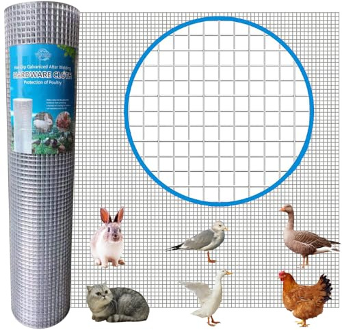 Hardware Cloth 48 inch x100 ft 3/4 inch Chicken Wire Fencing，19 Gauge Hot-Dip Galvanized Wire Mesh Rolls, Welded Wire,Fencing Rabbits Wire Fence,Snake Fence，Gopher Wire,Chicken coop Wire.