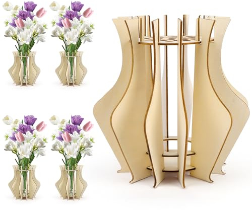 Vase en bois pour fleurs éternelles, vase pour bouquet de fleurs Lego, support en bois puzzle pour roses de fleurs Lego, fleurs de cerisier, tournesol, tulipes, jonquilles, lotus