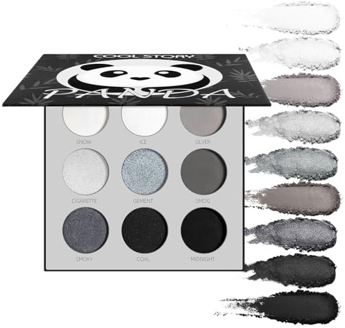 BUTBU Black Smoky Lidschatten-Palette, mit 9 Farben True Black Dark Grey | PANDA Smokey Eyeshadow Palette, eyeshadow palette Matt und Schimmernde, Schmink-palette für smokey, für Urlaubs & Halloween