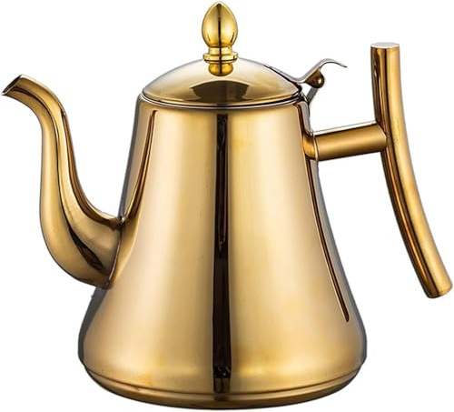 Théière De Cuisine en Acier Inoxydable avec Filtre À Infuseur Et Couvercle, 1L/1.5L/2L Bouilloire À Induction, Theiere INOX, Théière À Feuilles De Thé en Vrac pour Cuisinière