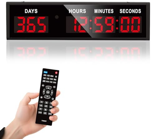 Aisny Temporizador Digital de Cuenta Regresiva, Gran Temporizador de 999 días con Control Remoto Calendario Multifuncional de Cuenta Regresiva para Jubilación Cumpleaños Días Festivos Bodas (Rojo)