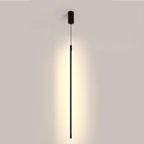 Luce Pendente Lampada da Soffitto A LED Lineare in Alluminio per Sala da Pranzo Isola Cucina Sala da Pranzo Bar Camera da Letto Lampada a Sospensione Lunga Altezza Regolabile Nera (Luce Calda 100 Cm)