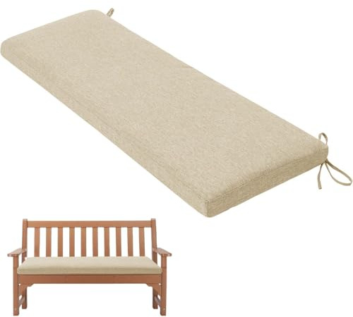 Generisch Sitzkissen Outdoor Bankauflage Bankkissen Aus NatüRlichem Leinenstoff rutschfeste Sitzkissen Bank Mit Abnehmbarer Kissen Waschbar FüR Gartenbank Fensterbank Schaukeln,Beige,100x50x5cm