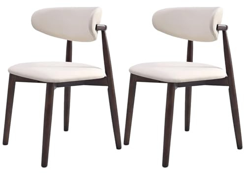 Baodiale Esszimmerstuhl-Set, 2er-Set, Stühle aus massiver Eiche mit gepolsterten Sitz- und Rückenlehnen aus PU-Leder, Montage erforderlich(White)