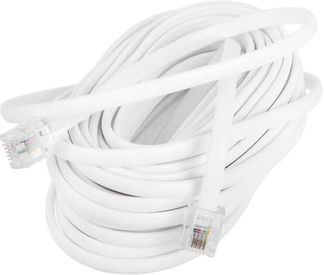 Alipis Cavo Telefonico per Telefono Fisso 25Ft 762m con Connettore Rj11 Rj14 6P4C Prolunga Filo Telefonico per Casa e Ufficio Trasmissione Segnale Chiara e Connessione Facile
