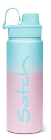 Satch aus Edelstahl BPA-frei 0,5l, Auslaufsicher und Kohlensäure geeignet, für Heiße und Kalte Getränke Light Blue Graffiti - Pink